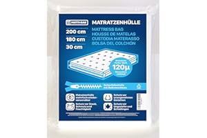 ‎MATTI-BAG Matti-Bag Matratzenhülle 180 x 200 cm - 30 cm Höhe mit Reißverschluss Zipper, Blickdicht, extra reißfest 120µ für Matratze Transport, Umzug, Lagerung