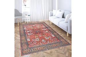 Comart, Tappeto Shedir Arredo, a Pelo Corto, Morbido, per Salotto, Camera da Letto, Design Moderno e Elegante, Arredamento Classico e Contemporaneo, Stampato, Rosso con Disegno 60x120 cm