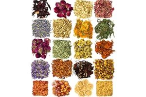 SERAOKICKY 20 Paquetes de Tipos de Flores para Jabón Flores Secas Pétalos Secos Kit de Hierbas Lavanda Rosa Lirio Jazmín Forget-Me-Not para DIY Crafters Resina Arte Bombas de Baño Jabón Fabricación de Velas.