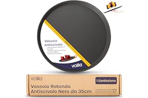 volila Vassoio Antiscivolo Bar - Set Apertivo con 1 Vassoio Aperitivo Bar da 35cm - Vassoio Aperitivo, Vassoio Nero Rotondo per uso Domestico o Professionale al Bar/Ristorante - Vassoio Caffè