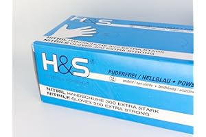 ISC Hygiene & Safety Gants nitrile jetables non poudrés H&S EXTRA STRONG (100 pièces), S Small M Medium L Large XL X-Large, sans latex, convient pour aliments, dermophile et bien tolérée (bleu, M)