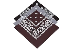 OXFORD NOVELTIES 3 Unisex Paisley Bandanas Choose from 15 Mixed Sets (Grey-Brown-Black)