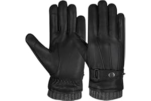 The AMA LOOK Men’s Genuine Winter Leather Gloves, Winter Warm Fleece Lined Leather Driving Gloves, Touch Screen Casual Outdoor Gloves