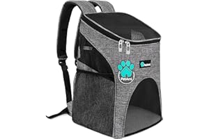 PetAmi Premium Pet Carrier Backpack for Small Cats and Dogs | Ventilated Design, Safety Strap, Buckle Support | Designed for Travel, Hiking & Outdoor Use (Heather Gray)