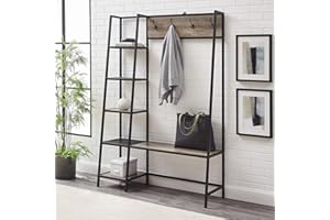 WALKER EDISON Eden Bridge Designs Hall Tree, Wood, Grey Wash, One Size