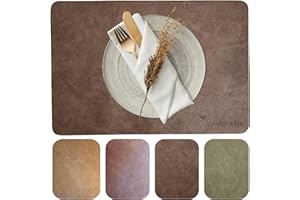 ‎AMBER&BEE Amber&Bee Lederoptik Platzsets 6er Set waschbaren Tischsets (Chocolate Brown)