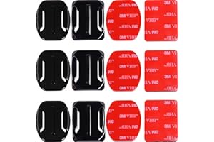 NORDIC FLASH Klebehalterungen für GoPro-Kameras – 3X Gebogene und 3X Flache Halterungen im Paket mit 3M-Klebepads – Klebebandbefestigung an Ihrem Helm/Fahrrad/Board/Auto – 1 Jahr Garantie