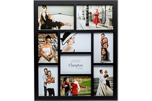 HAMPTON FRAMES Gallery 1232BLK9 - Cornice fotografica di alta qualità, 10 x 15 cm, due 5 x 7 a 13 x 18 cm, con motivo inciso, da appendere, colore: nero