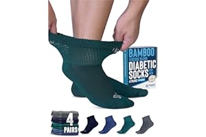 Doctor's Select Diabetic Socks for Men - 4 Pairs Diabetic Ankle Socks for Men | Non Binding Neuropathy Socks for Men