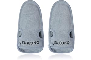 EKKONG 2 Pièces Gant de Exfoliant En Bambou Naturel, Enlève les Cellules Mortes de la Peau et Exfolie, Nettoie les Pores en Profondeur, Gommage pour Hammam, Sauna, Douche, Massage (gris)