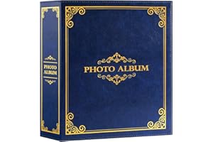 Lanpn Álbum de Fotos Tradicional 10x15 Bolsillo, Álbum de Fotos de Clase con Bolsillo de Plástico 600 Fotos Verticales Horizontales Azul