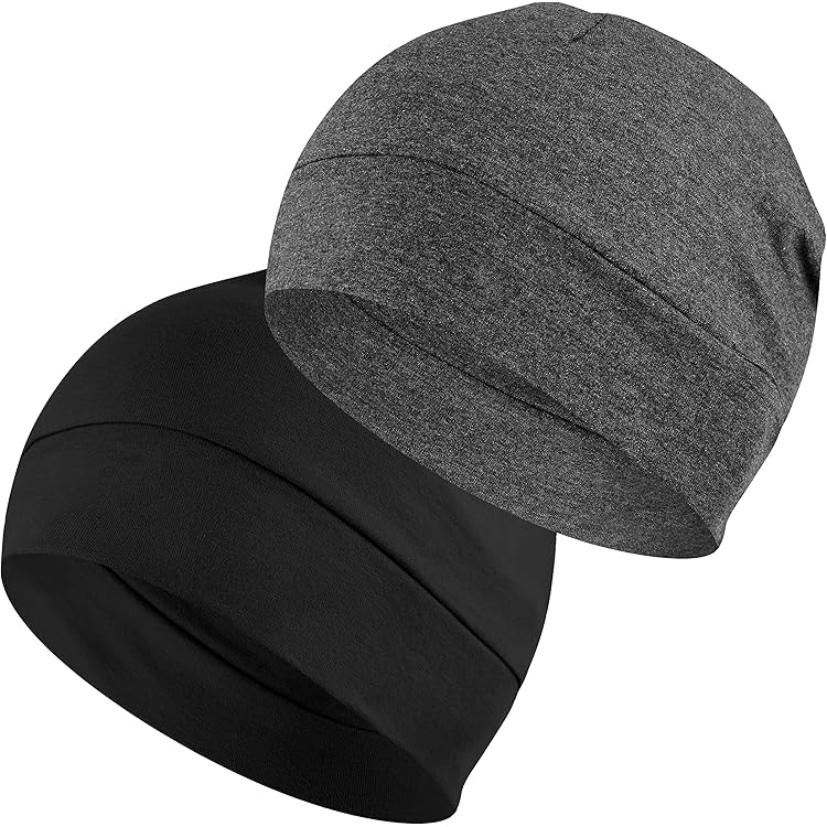 Muts voor dames en heren, slouch beanie-muts, zachte dunne muts van katoen, lichte ademende longbeanie, jersey chemo-muts, elastische loopmuts voor alle seizoenen, Donkerblauw, Einheitsgröße