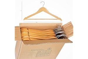 ARIANA HOMEWARE Wooden Clothes Hangers - Pack of 60 | Space Saving, Adult Black Coat Hangers | Strong, Wood Clothes Rail Hanger For Suit Shirts, Jeans, Trousers | Multipack | Wardrobe Organiser