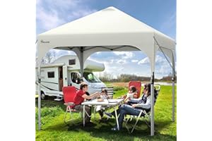 YITAHOME 2,5 x 2,5m wasserdichte Pavillon Faltpavillon, Faltbarer Pop up Pavillon Outdoor Anti-UV Gartenpavillon Höhenverstellbarfür Alle Jahreszeiten Für Party Camping Märkte Pool Festival, Weiß