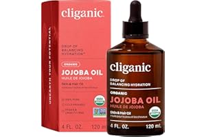 Certified Organic Moisturizing Jojoba Oil 120ml | 100% Pure Natural Cold Pressed Unrefined, Hexane Free Carrier Oil | for Hair Face & Nails | Cliganic 90 Days Warranty