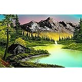 ASHER Gift Bob Ross Mountain Retreat Art Print Painting Poster - Matte poster Frameless Gift 16 x 25 inch(40cm x 63cm)-LS-322