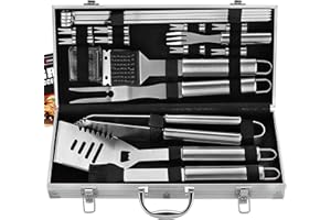 ROMANTICIST 20PCS Grillbesteck im Koffer Männer - Grillbesteck Set Edelstahl Grillzubehör für Männer Geschenk - Grill Set aus Hochwertiger Edelstahl für Camping
