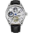 Stuhrling Original Skeleton Dress Analog Watch for Men, Automatic Mechanical Wristwatch, Gold Plated/Stainless Steel, Genuine Calfskin Leather Band