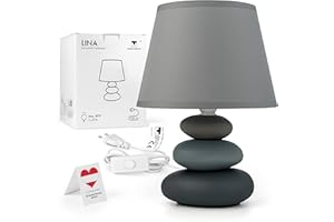 Urban Lifestyle Lámpara para mesita de noche Lina, 3 piedras, (color gris claro mate)