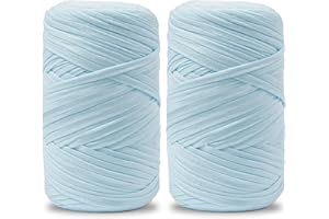 Vincona Hilo de Camiseta Crochet 2x200 g, Hilo para Crochet, Ideal para Bolsos, Cestas, Adornos de pared, Decoración del hogar y Manualidades-Azul claro 19