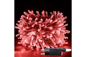 OXYN Lampadine Luci LED Natale 8 Giochi Luce 240V Filo Trasparente Lampada Casa Albero Decorazioni Natalizie Matrimonio Feste Party Nozze Presepe Esterni Interni (300 LED 20m Rosso)