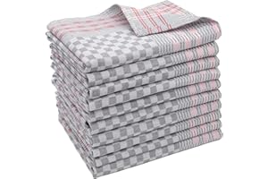 ZOLLNER 10 strofinacci - cotone in 50x100 cm - canovacci durevoli e resistenti - lavabili a 95°C - grigio a quadretti - qualità gastronomica - certificato OEKO TEX (R)