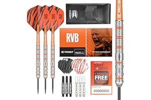 Target Darts Raymond van Barneveld RVB 22G/23G/24G zestaw rzutek ze stali wolframowej – 9 wałków Pro Grip – 9 Pro Ultra Flights – portfel do rzutek