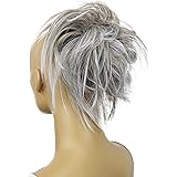 CAISHA by PRETTYSHOP XXL Parrucchino Leggermente Ondulato Elastico Per Capelli Acconciatura Da Sposa Disordinato Grigio Mix G