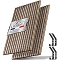 TRESKO Lot de 2 panneaux acoustiques en bois - 120 x 60 cm - Avec 4 crochets à vêtements - Revêtement mural en chêne naturel comme mur à lamelles 3D - Panneaux en bois pour isolation acoustique