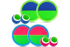 Homotte Toss and Catch Ball Set for Kids Age 3 4 5 6 7 8+ Catch Game Toys, Outdoor Playground Ball Game Set, Outside Toys Backyard Catch Ball Set with 4 Rackets, 4 Balls, 2 Bags