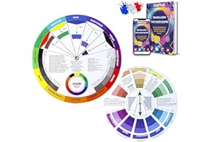 Lot de 2 roues, cercle chromatique, Color Wheel, roue de poche, roue de mélange de couleur, guide d'apprentissage de mélange de peinture, disque chromatique, design et maquillage