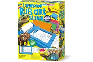 4M - Estudio de arte de dinosaurios | KidzMaker | Imprime obras de arte de dinosaurios en rollo de papel continuo de 8 m | Diversión de aprendizaje creativo | 68744