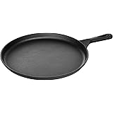 Amazon Basics Plancha redonda en hierro fundido pretratado, Redondo, antiadherente, de 26,67 cm, Negro