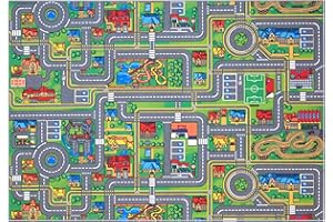 Carpet Studio Tapis Voiture Enfant 140x200cm, Tapis de Jeux Bebe, Chambre Fille et Garçon, Antidérapant, 30°C Lavable - Playcity