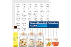 612 Étiquettes Cursives pour Garde-manger, Autocollants d'huile d'épice d'herbe, Plus 51 Vierges, Résistant à L'eau/Huile/Déchirure, Aucun Résidu, Développer La Version pour La Cuisine
