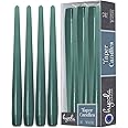 Hyoola Sage Green Taper Candles - 250 mm (10 Inch) Unscented Dripless Taper Candles - 8 Hour Burn Time - 12 Pack