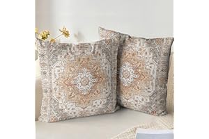 XPHZZL Pack of 2 Soft Decorative Cushion Covers 50cm x 50cm Square Throw Pillow Case Boho Style Pillowcases for Sofa Bedroom Outdoor Patio Garden Brown with Invisible Zipper 20x20 Inch