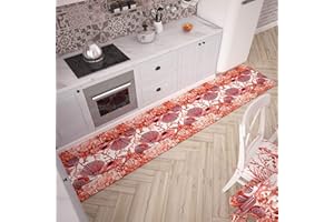 PETTI Artigiani Italiani - Tappeto Cucina Passatoia Cucina Antiscivolo e Lavabile 52x240 cm Disegno Corallo Rosso 100% Made in Italy