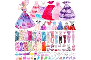 Chennyfun 49 Vêtements & Accessoires de Poupée 4 Robes Chic + 5 Robes de soirée + 5 Tenues(Top+ Pantalons/Jupe) + 3 Maillots de Bain + 10 Chaussures + 22 Accessoires pour Poupée Fille de 11,5 Pouce