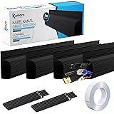 Kabelkanal Selbstklebend Set mit 4 Kabelschläuchen im J-Design - Mit 300cm Langem Klebeband und 10 Kabelbindern - Für Schreib