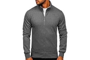 BOLF Uomo Felpa Senza Cappuccio con Cerniera a Zip Maglia Manica Lunga Tempo Libero Sport Fitness Outdoor Basic Casual Style Mix 1A1