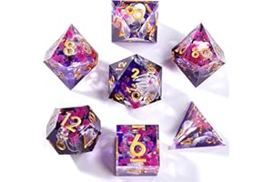 Elifel Dés de Jeux Fleur pour Donjons et Dragons, DND Dés Jeu de Role 7 pièces Résine Polyédriques D4 D6 D8 D10 D12 D20 D% pour Ttrpg MTG RPG Dés Jeu de Role avec Boîte-Cadeau