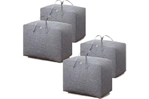 MR HSIUNG & MRS YIN 75L Clothes Storage Bag, 4PCS Duvet Storage Bags King Size, Storage Bags for Comforters, Clothes, Quilt, Blankets, Bedding, Duvet Bags, laundry bags, Underbed Storage Bags with Zips, No-smell