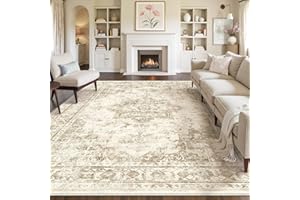 PureCozy Tappeto Salotto Moderno, 240x300 cm Tappeti Grande Camera Da Letto, Tappeto Vintage Corridoio Antiscivolo Lavabile Pelo Corto per Cucina, Soggiorno, Ufficio, Interno,Beige