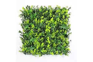 ULAND 12Pcs Pack Artificial Hedges Panels, Faux Square Green Leaves Topiary Mixed Ferns Shrub Grass Privacy Greenery Fence Wall Panels Cover Backdrop, Home Garden Outdoor Wall Decoration