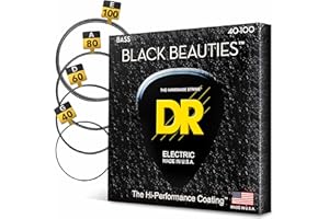 DR Strings BLACK BEAUTIES™ - BLACK Coloured Bass Strings: Light 40-100