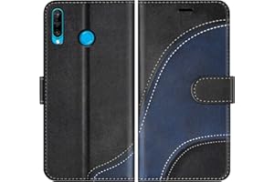 BoxTii Funda para Huawei P30 Lite/Nova 4E, Funda de PU Cuero para Huawei P30 Lite/Nova 4E, Magnético Carcasa Libro con Ranuras para Tarjetas, Negro