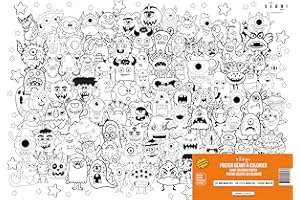 BAMMI Coloriage Géant pour Enfant, Les Mini Monstres, 100 cm x 70 cm, Papier Premium, Activités Ludiques et Créatives