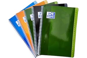 OXFORD Hamelin Super Conquerant Lot de 5 Repertoire reliure spirale 21x29,7 cm 180 pages petits carreaux papier 90g - couleur aleatoire