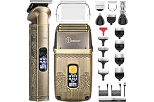 Hatteker Men's Beard Trimmer Professional Hair Clipper Set Electric Hair Shaver Razor Trimmer for Body Nose Ear Hair Grooming Kit Foil Shavers with Triple Blades Cordless Waterproof